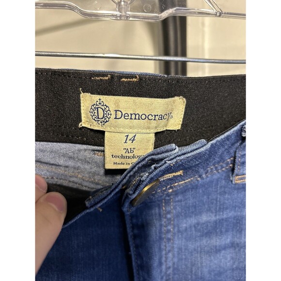 Democracy AB Technology Elastic Waist Denim Blue Jeans Women's Size 14 - Picture 2 of 7